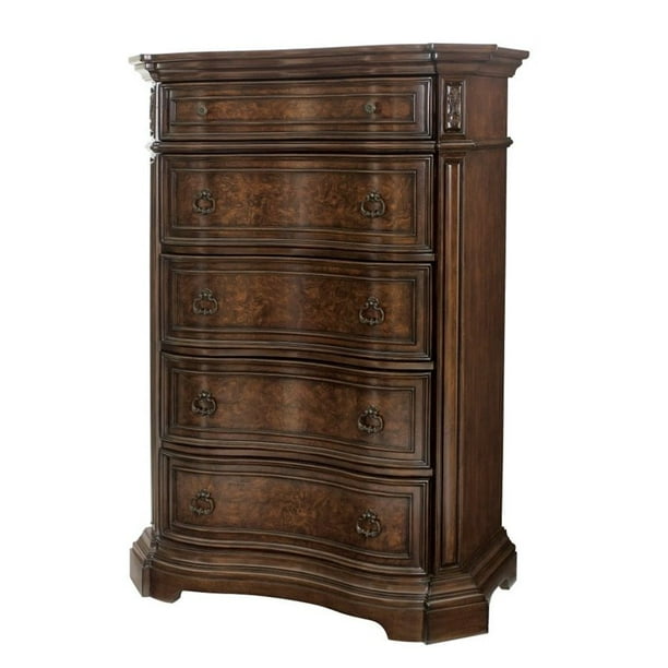 BOWERY HILL Traditional Wood 5-Drawer Chest in Walnut BOWERY HILL Traditional Wood 5-Drawer Chest in Walnut